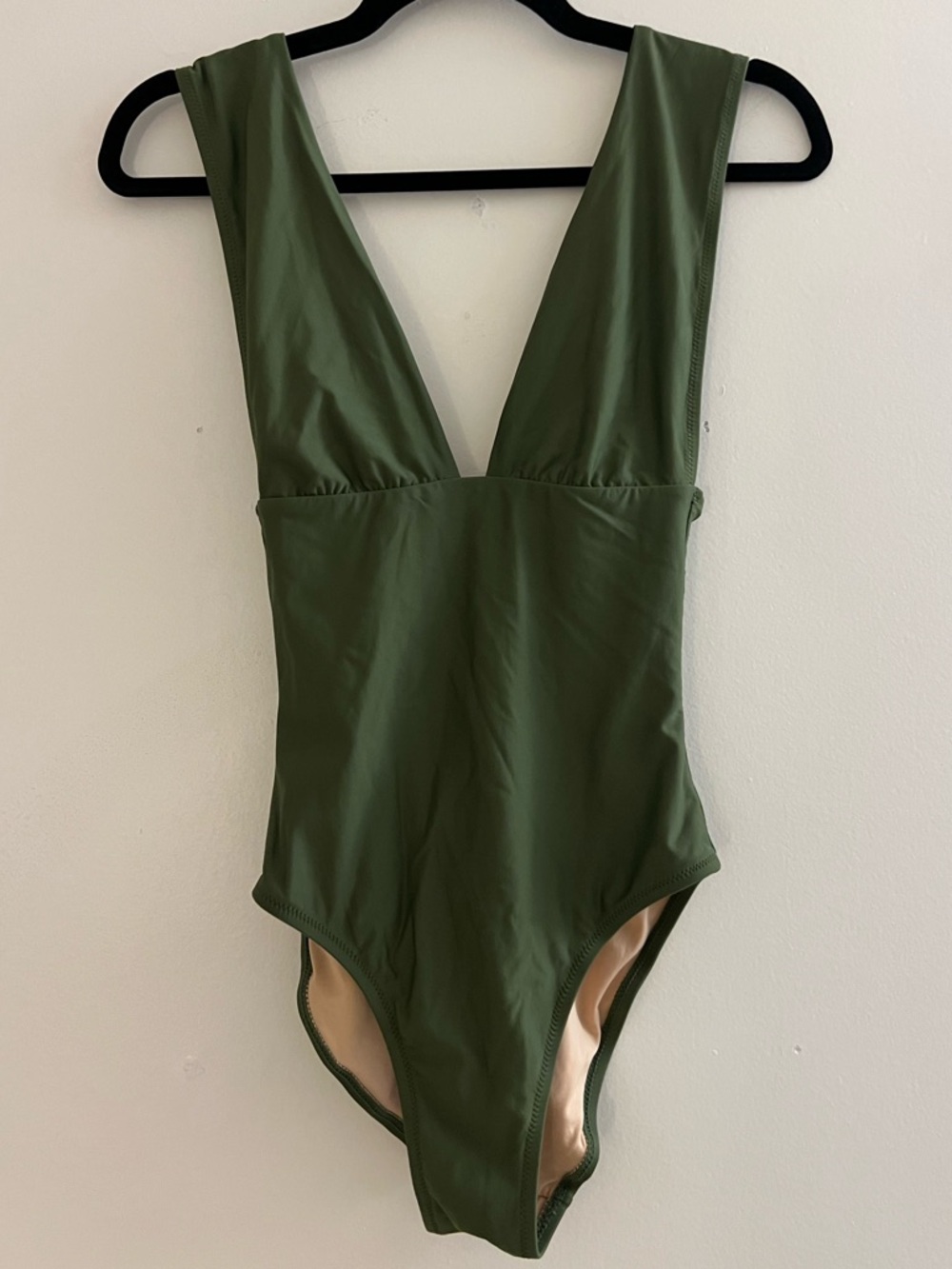 J. Crew Olive Green V-Neck One-Piece Swimsuit